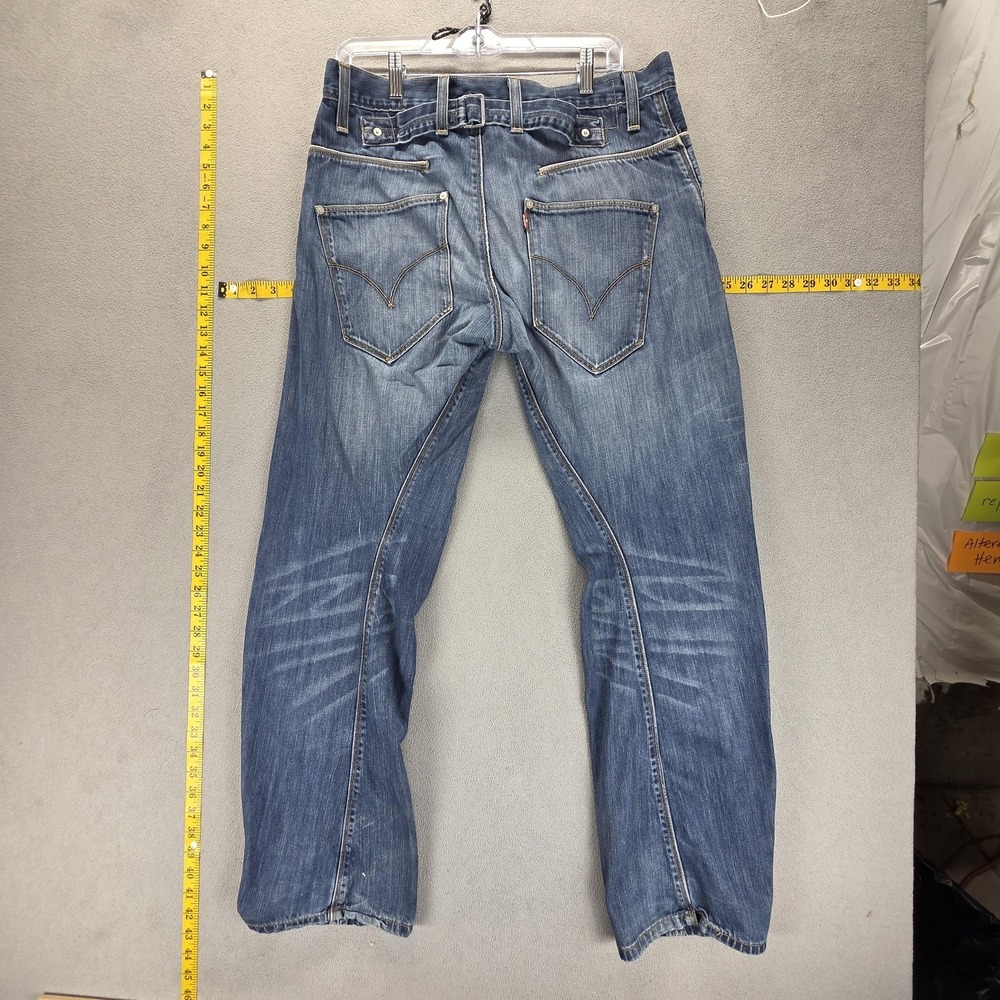 Vintage Levis Engineered Jeans Mens 33x32 Blue Buckle Back Twisted Button Fly